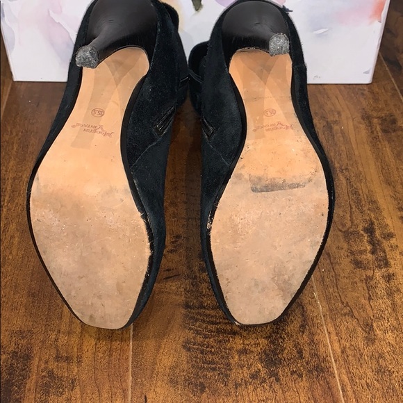 Suede black heeled platform booties - Picture 4 of 4